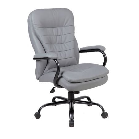 Boss Office Products Boss Big and Tall Office Chair with Arms and Pillow Top - Vinyl - High Back - Gray B991-GY
